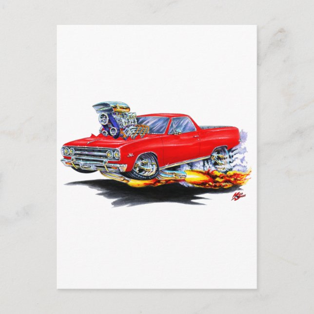 Carte Postale Camion rouge El Camino 1964-65 (Devant)