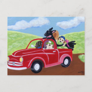 Carte Postale Camion rouge et laboratoires