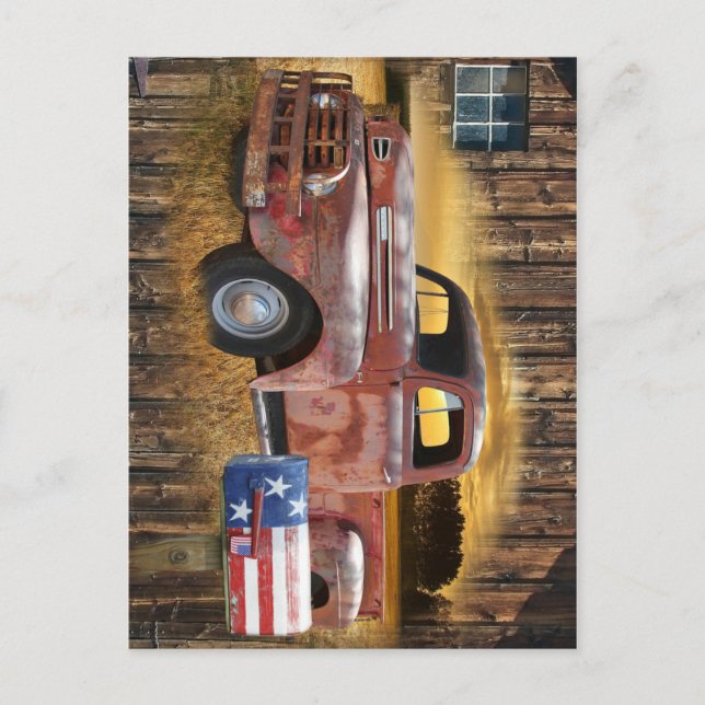 Carte Postale Camion rouge vintage (Devant)