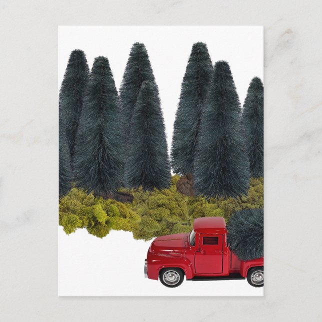 Carte Postale Camion vintage avec sapin de Noël (Devant)