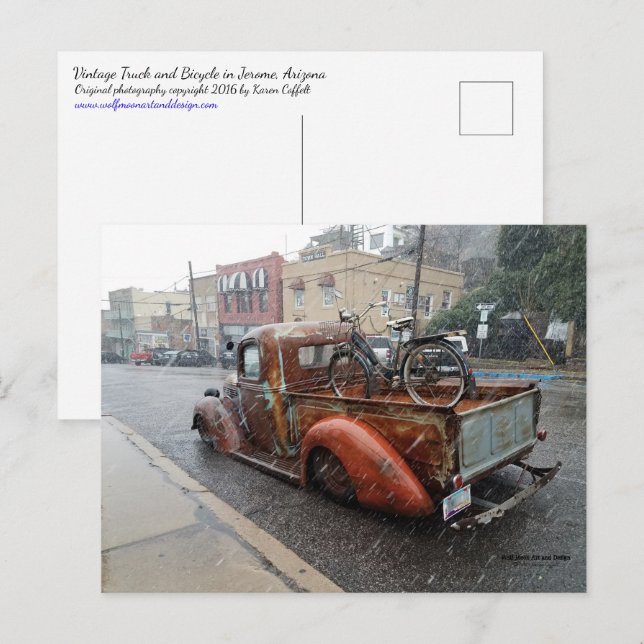 Carte Postale Camion vintage avec vélo / Jérôme, Arizona (Devant / Derrière)