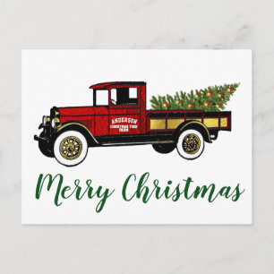 Carte Postale Camion vintage Votre ferme d'arbres de Noël