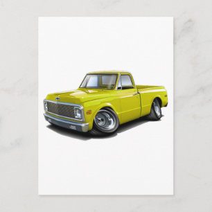 Carte Postale Camionnette jaune Chevy C10 1970-72