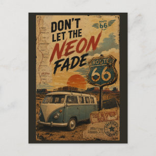 Carte Postale Camionnette vintage Route 66 Arizona Néon Bord de
