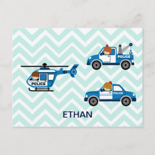 Carte Postale Camions de police Hélicoptères sur Chevron