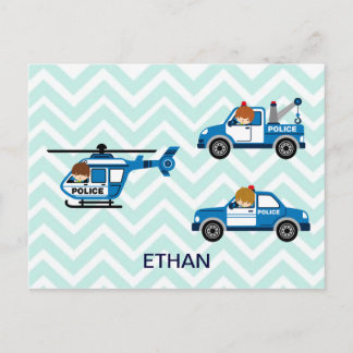 Carte Postale Camions de police Hélicoptères sur Chevron