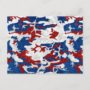 Carte Postale Camo rouge, blanc et bleu 4e juillet Parties scint