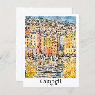 Carte Postale Camogli Italie Voyage Aquarelle main tirée