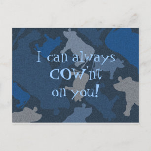 Carte Postale CaMOOflage Collage de vache en bleu