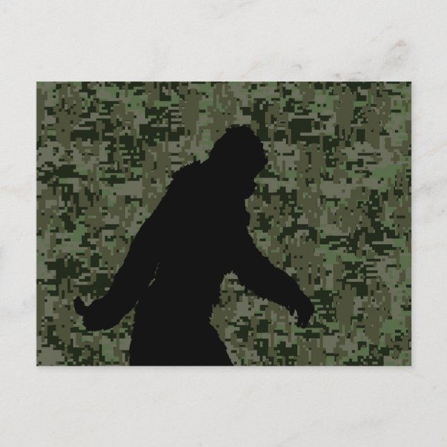 Carte Postale Camouflage numérique en silhouette noire Sasquatch (Devant)