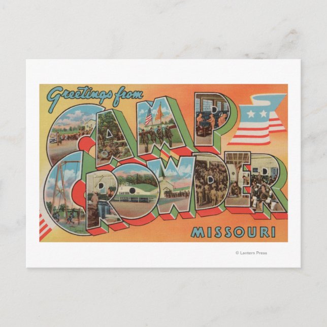 Carte Postale Camp Crowder, Missouri - Scènes de grandes lettres (Devant)