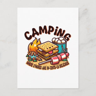 Carte Postale camp de feu de camp avec marshmallows
