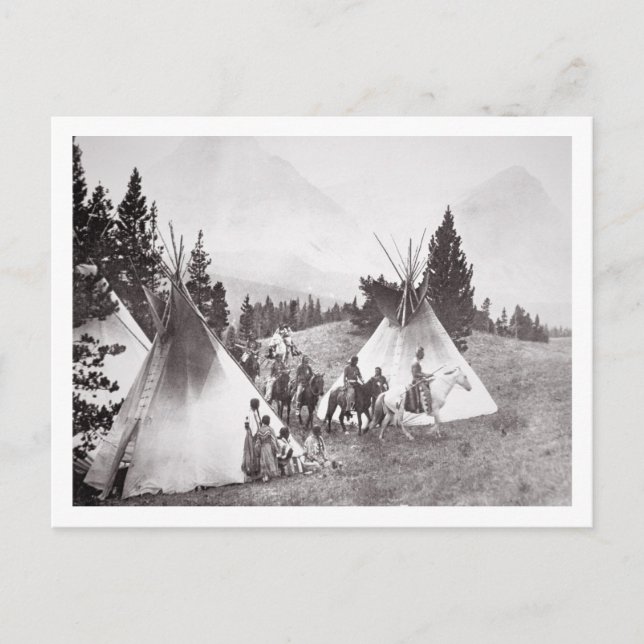 Carte Postale Camp Native American Teepee, Montana, c.1900 (b/w (Devant)