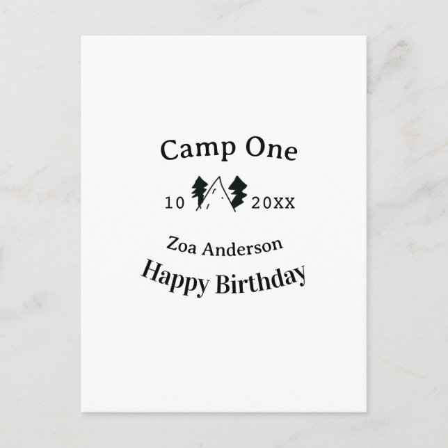 Carte Postale Camp un joyeux anniversaire nom date campingaventu (Devant)