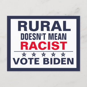 Carte Postale Campagne Pro-Biden Harris Anti-Racisme Vote Bleu