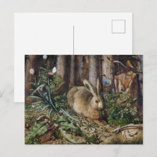 Carte Postale Campagne vintage lièvre Nature Cottagecore sombre