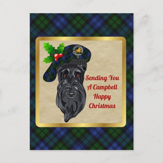 Carte Postale Campbell Clan Badge & Tartan Christmas (Devant)