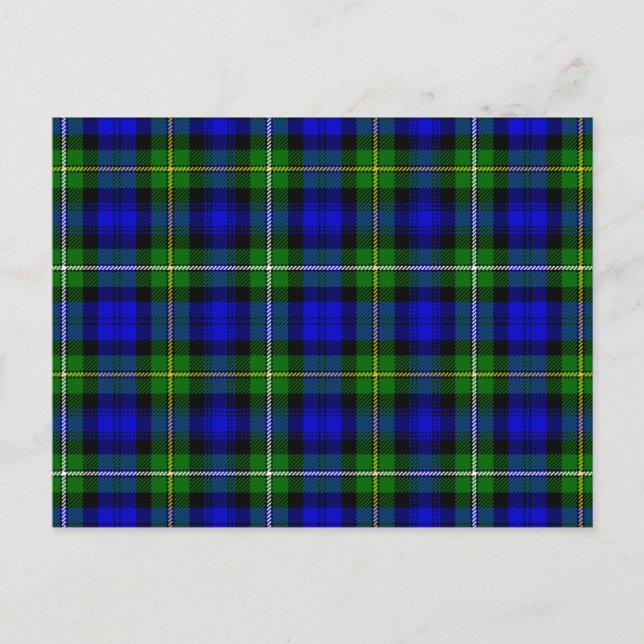 Carte Postale Campbell tartan bleu vert plaid (Devant)