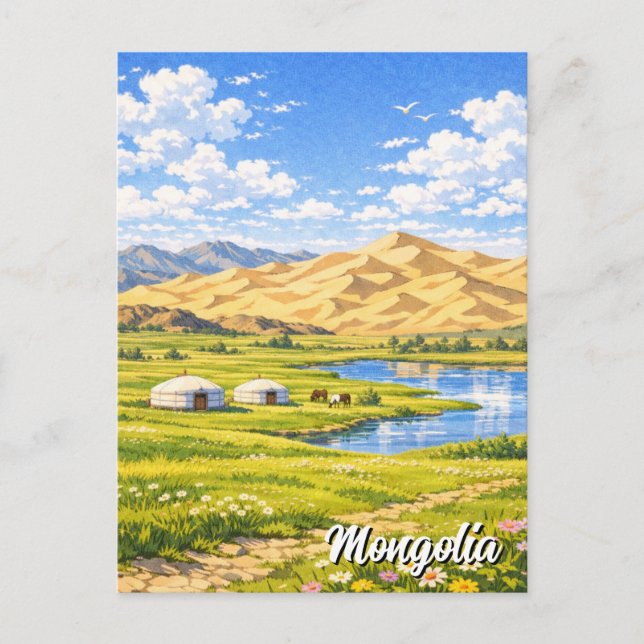 Carte Postale Campement de ger Mongolie Voyage Yourte (Devant)