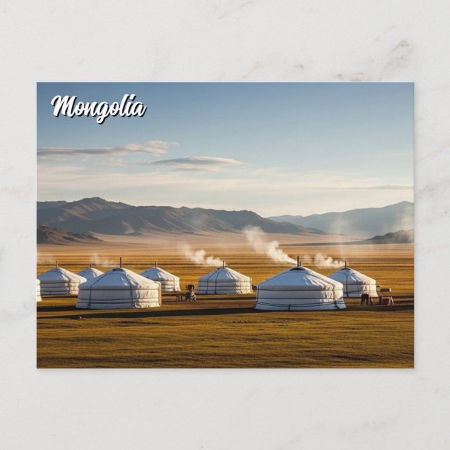 Carte Postale Campement de ger Mongolie Yourte Voyage (Devant)