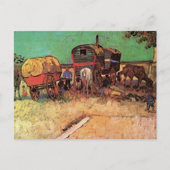 Carte Postale Campement des Tziganes avec caravanes par van Gogh (Devant)