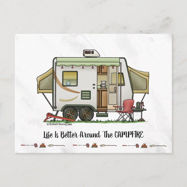 Carte Postale Camper de remorque hybride extensible (Devant)