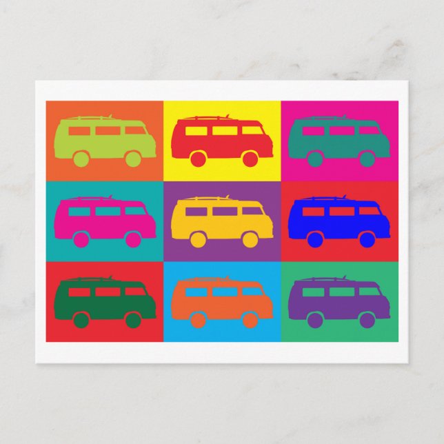 Carte Postale Camper Van Pop Art (Devant)