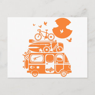 Carte Postale Campervan de vacances en famille amusant