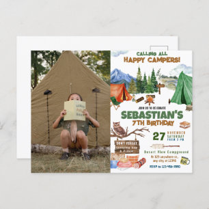 Carte Postale Camping Anniversaire Fête Enfants modernes