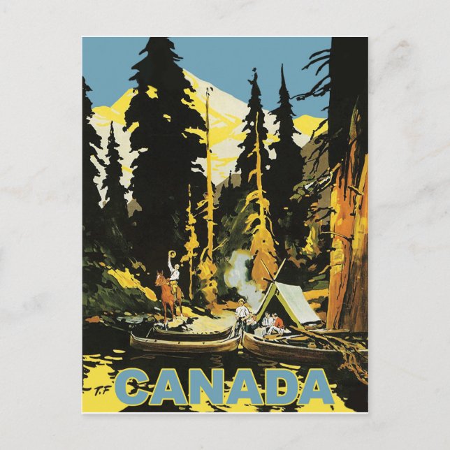 Carte Postale Camping dans la forêt du Canada (Devant)