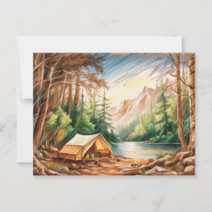 Carte Postale Camping en Forêt Belle nature En plein air