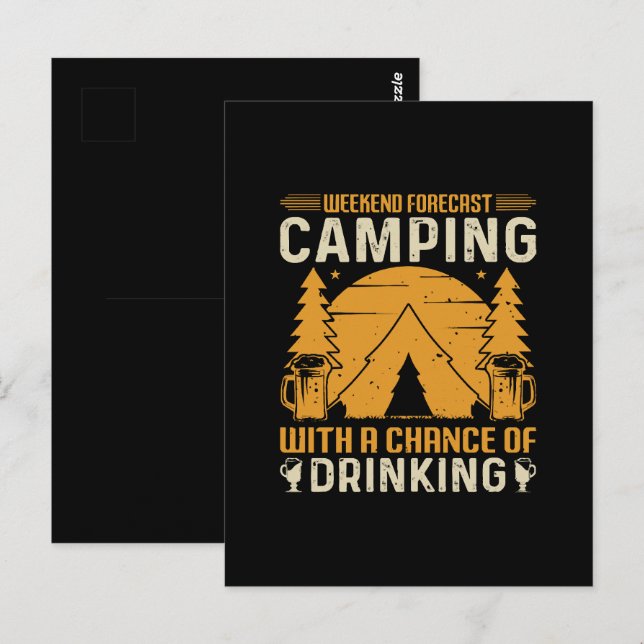 Carte Postale Camping et boisson (Devant / Derrière)