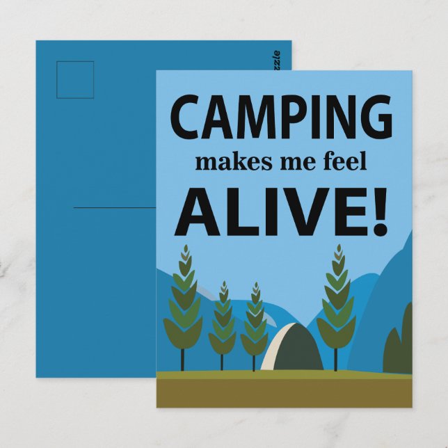Carte Postale Camping me rend vivant Camping (Devant / Derrière)