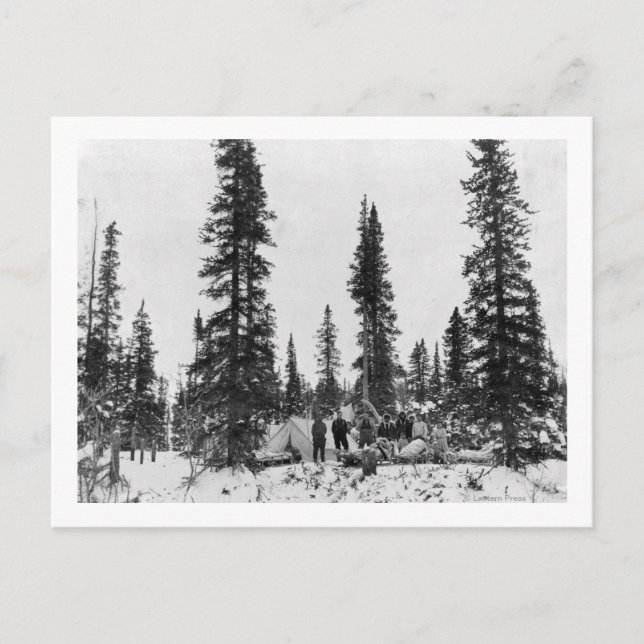 Carte Postale Camping sous la neige au nord du cercle arctique (Devant)