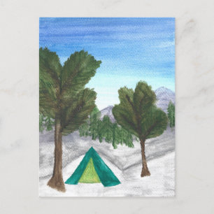 Carte postale Camping Watercolor   Nature   Tente