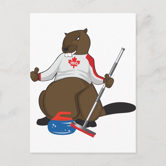 Carte Postale Canada 150 en 2017 Curling Beaver Merchandise (Devant)