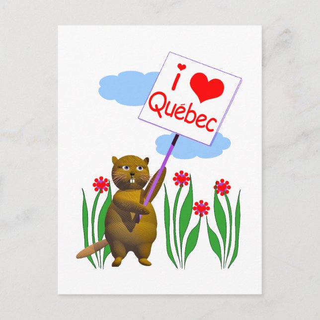 Carte Postale Canada Beaver Loves Québec (Devant)