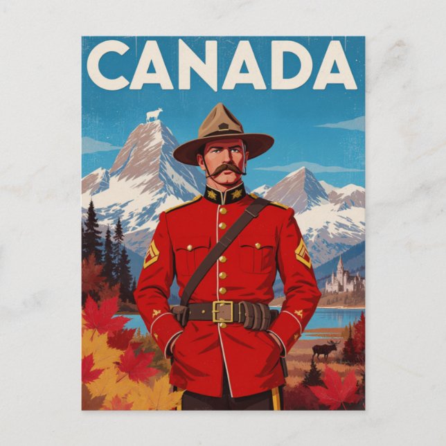 Carte Postale Canada Mountie Vintage Art (Devant)