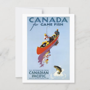 Carte Postale Canada, Pêche, Sports de plein air, Inspiré Vintag