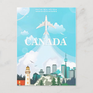 Carte Postale Canada Vintage voyage phare rétro alberta