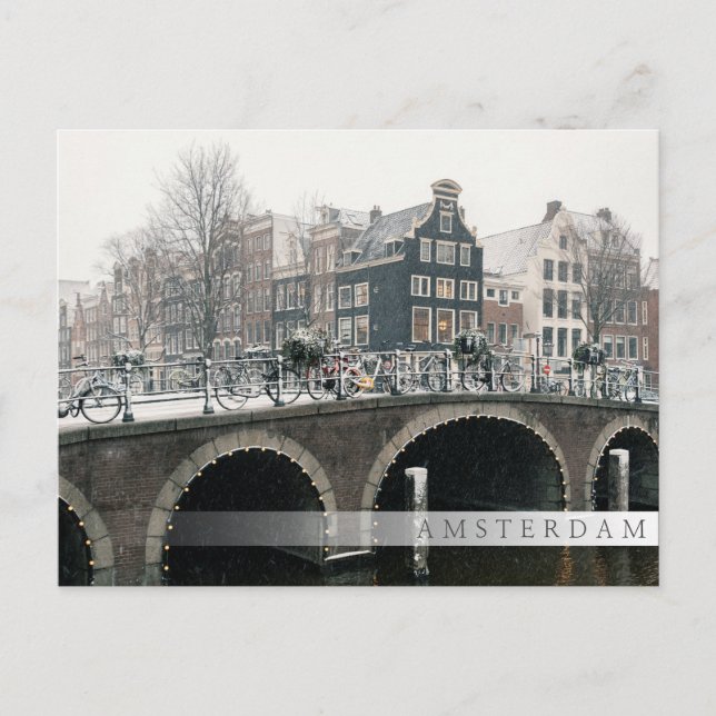 Carte Postale Canal à Amsterdam en hiver (Devant)
