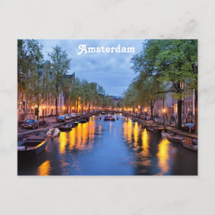 Carte Postale Canal d'Amsterdam au crépuscule