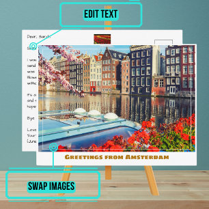 Carte Postale Canal d'Amsterdam et Houseboat