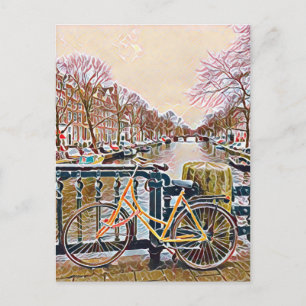 Carte Postale Canal d'Amsterdam et vélo