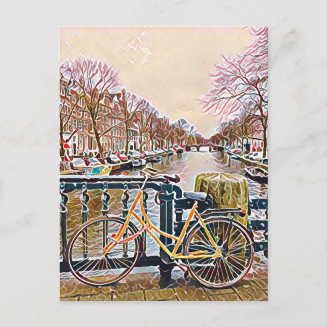 Carte Postale Canal d'Amsterdam et vélo (Devant)