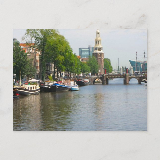 Carte Postale Canal dans le centre d'Amsterdam (Devant)