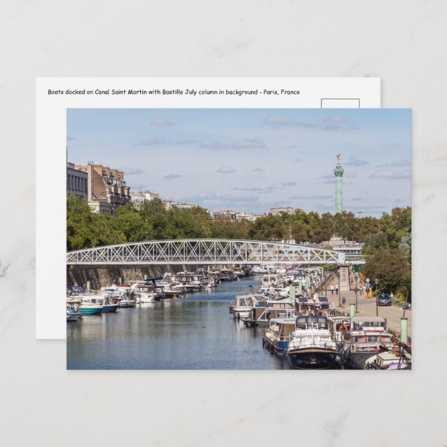 Carte Postale Canal Saint Martin - Paris (Devant / Derrière)