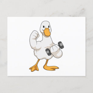 Carte Postale Canard à la musculation avec haltère