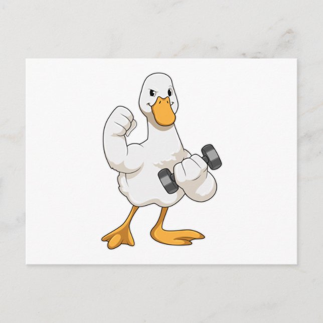 Carte Postale Canard à la musculation avec haltère (Devant)