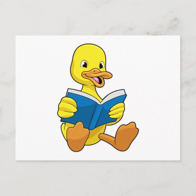Carte Postale Canard à Reading avec livre (Devant)